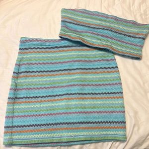 Princess Polly Multicolored Knit Two Piece Skirt Set; Size 10